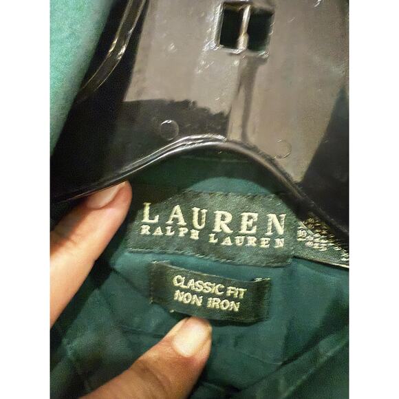 Lauren Ralph Lauren Shirt Mens 15.5 32/33 Green Classic Fit Non Iron Button Down - Picture 3 of 8